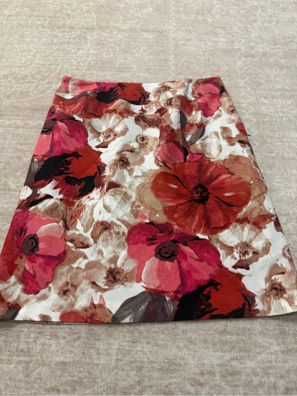 East 5th Floral Mini Skirt in Red, Pink & Cream